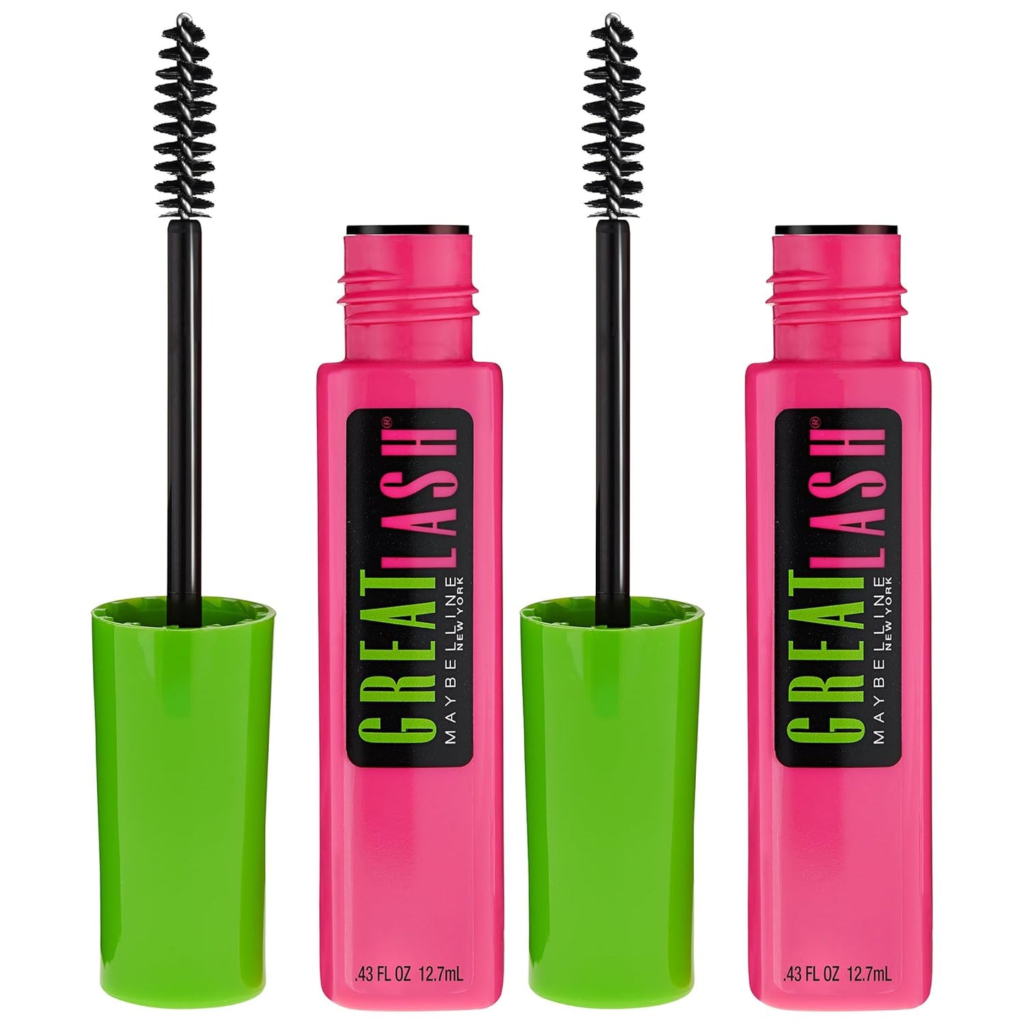 Great Lash Washable Mascara Makeup, Volumizing Lash-Doubling Formula That Conditions as It Thickens, Blackest Black, 1 Count