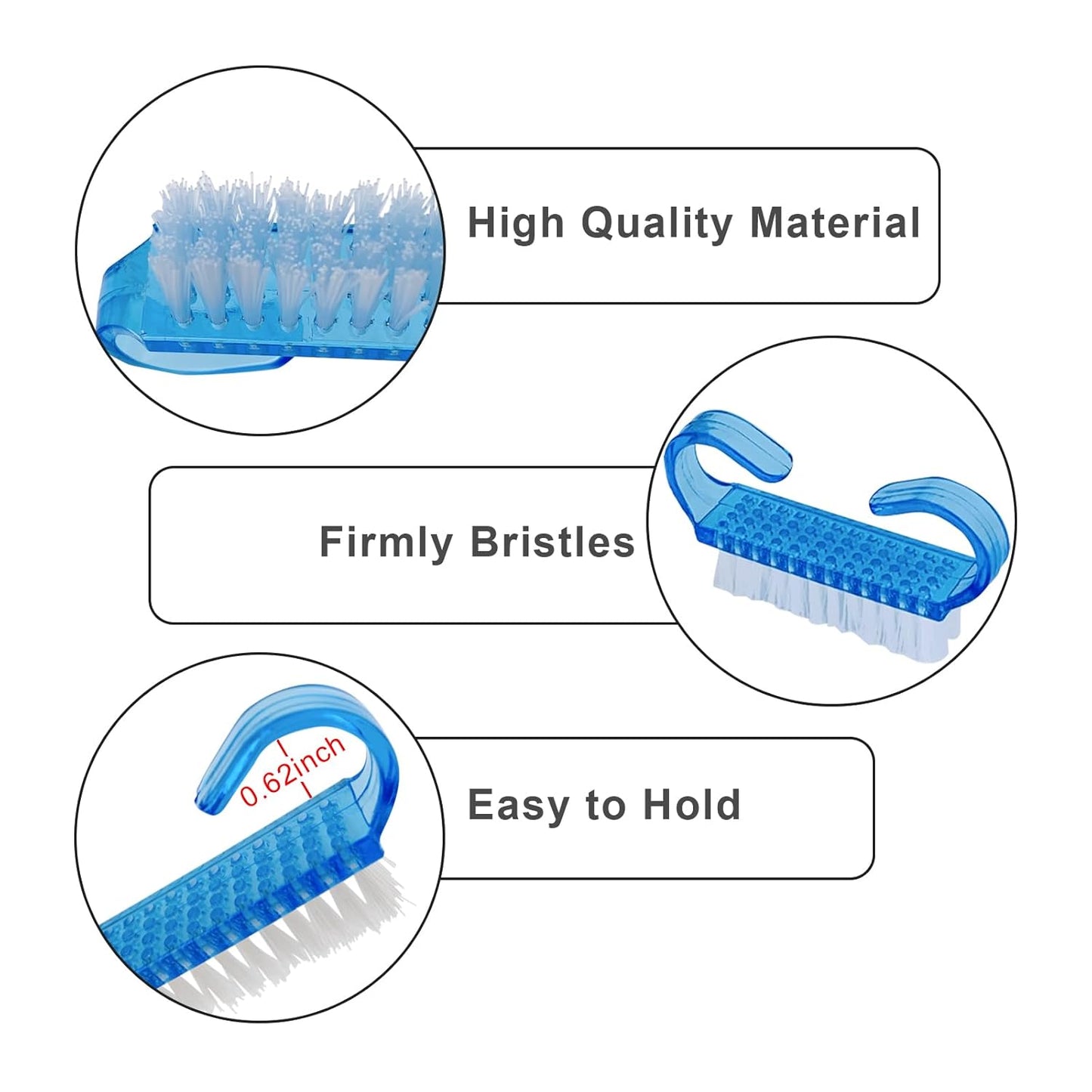 Handle Grip Nail Brush, 24 Pack Small Fingernail Brushes, Hand Scrub Cleaning Brush Kit for Nails and Toes Women Men, Multicolor