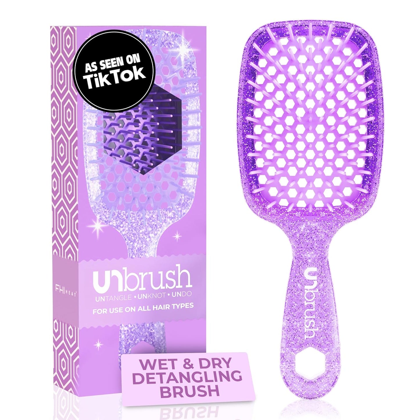 Unbrush Detangling Brush for Pain-Free Brushing on All Wet or Dry Hair Types — Durable Duoflex Anti-Static Bristles, Lightweight Handle, Vented Hair Brush