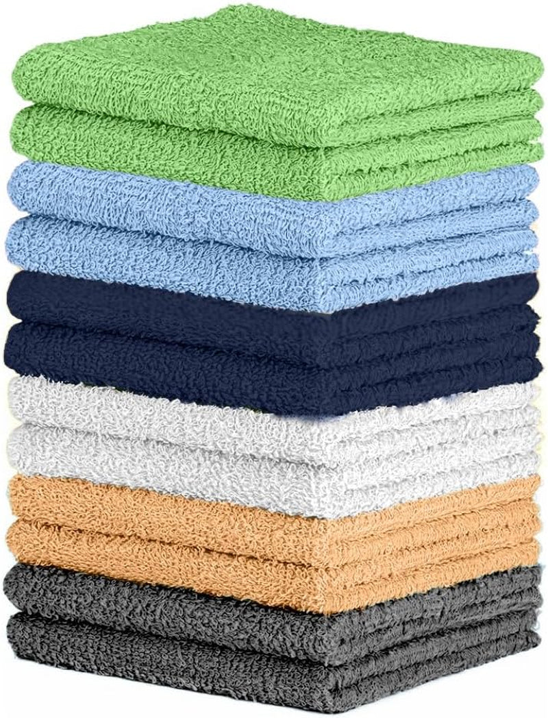 Towel and Linen Mart 100% Cotton - 24 Pack Wash Cloth Set - Flannel Face Cloths, Highly Absorbent and Soft Feel Fingertip Towels (Multi, Pack of 24)