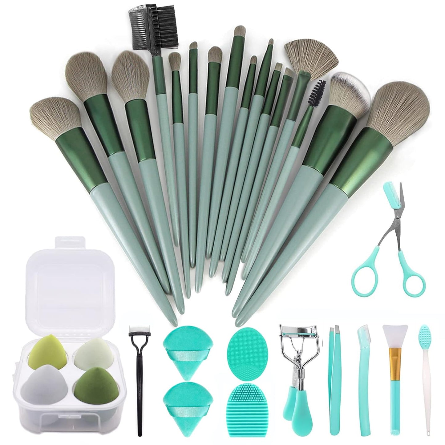 Makeup Brushes 22 Pcs Makeup Kit,Foundation Brush Eyeshadow Brush Make up Brushes Set (Green, 22 Piece Set)