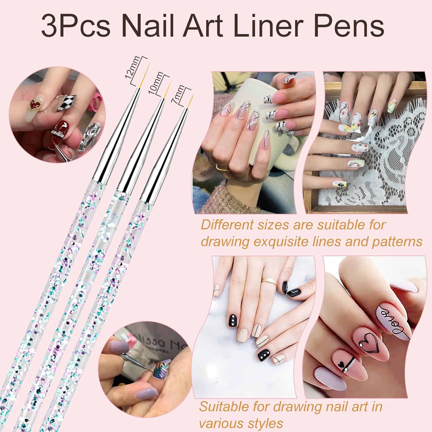 34Pcs Nail Art Brushes, Nail Art Brush Set, Nail Art Tools, Including Nail Design Brushes, Nail Dotting Tool, Nail Drawing Pens, Nail Brush Brackets, Nail Nano Polishing Rubs