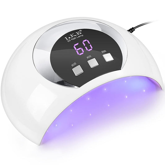 UV LED Nail Lamp, 54W UV Light for Gel Nails with Automatic Sensor/3 Timer Setting Professional Nail Dryer Gel Polish Curing Lamp Nail Art Tools (White) (54, Watts)