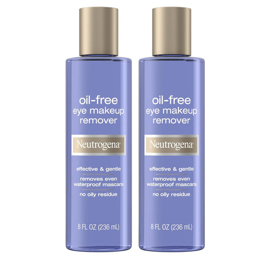 Oil-Free Eye Makeup Remover & Cleanser, Gentle & Non-Greasy Makeup Remover for Waterproof Mascara, 8 Fl. Oz, 2 Pack