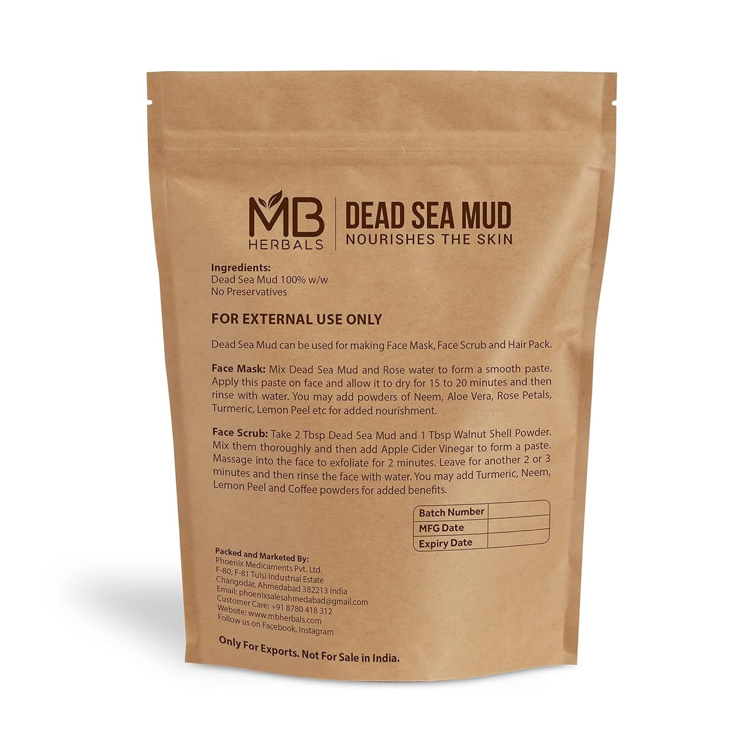 Dead Sea Mud 227 Gram | Half Pound | Nourishes Exfoliates Softens & Detoxify the Skin | DRY CLAY POWDER