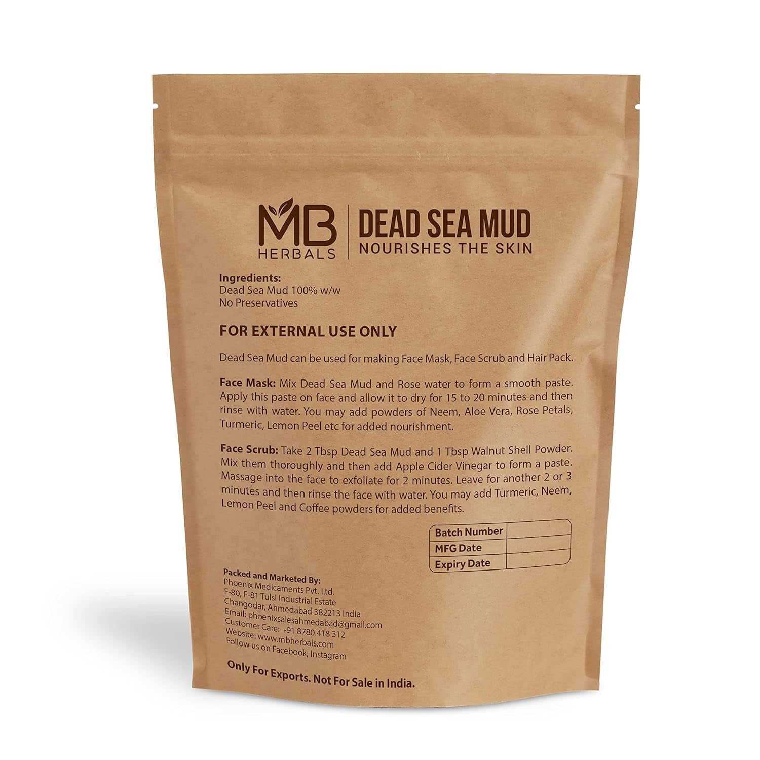 Dead Sea Mud 227 Gram | Half Pound | Nourishes Exfoliates Softens & Detoxify the Skin | DRY CLAY POWDER