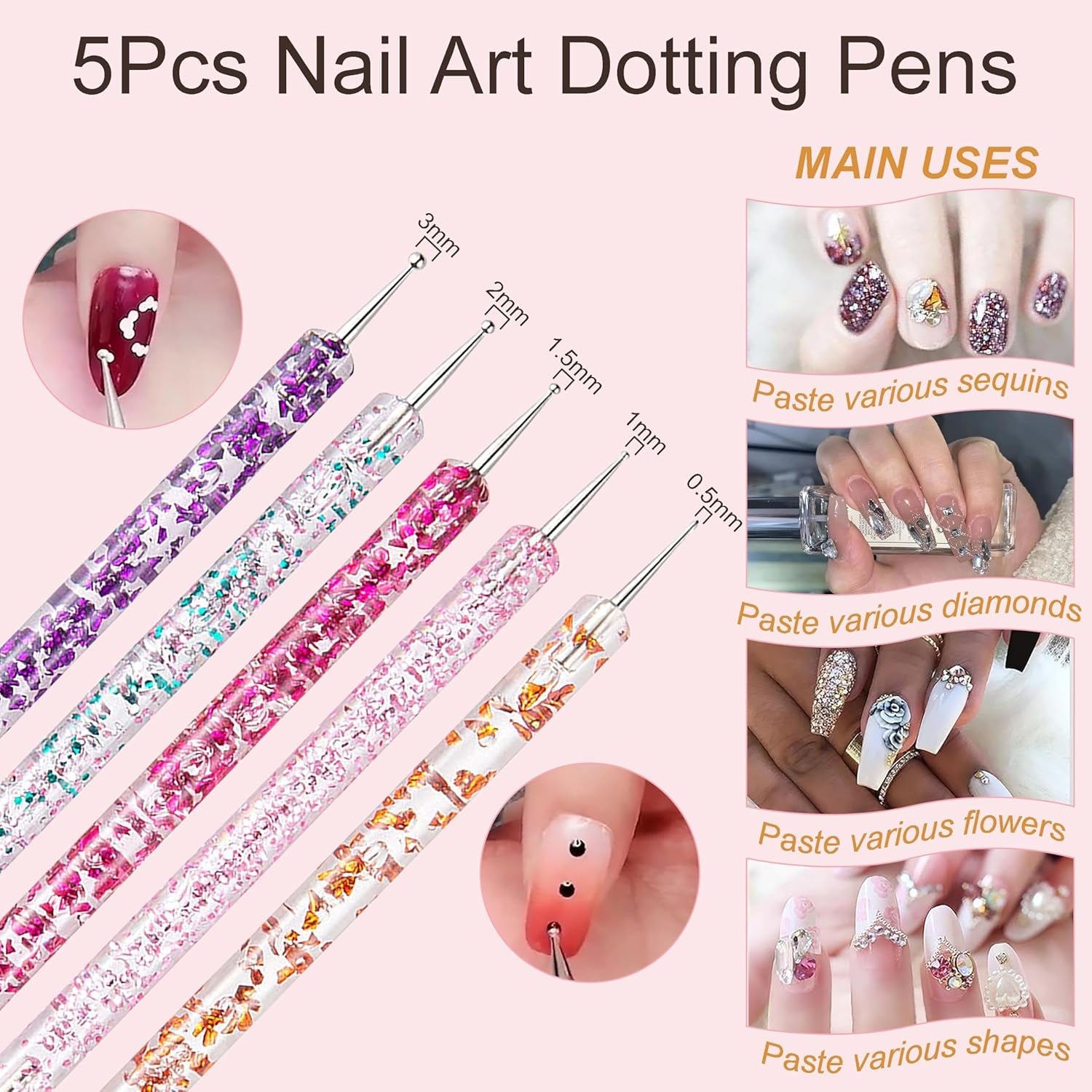 34Pcs Nail Art Brushes, Nail Art Brush Set, Nail Art Tools, Including Nail Design Brushes, Nail Dotting Tool, Nail Drawing Pens, Nail Brush Brackets, Nail Nano Polishing Rubs