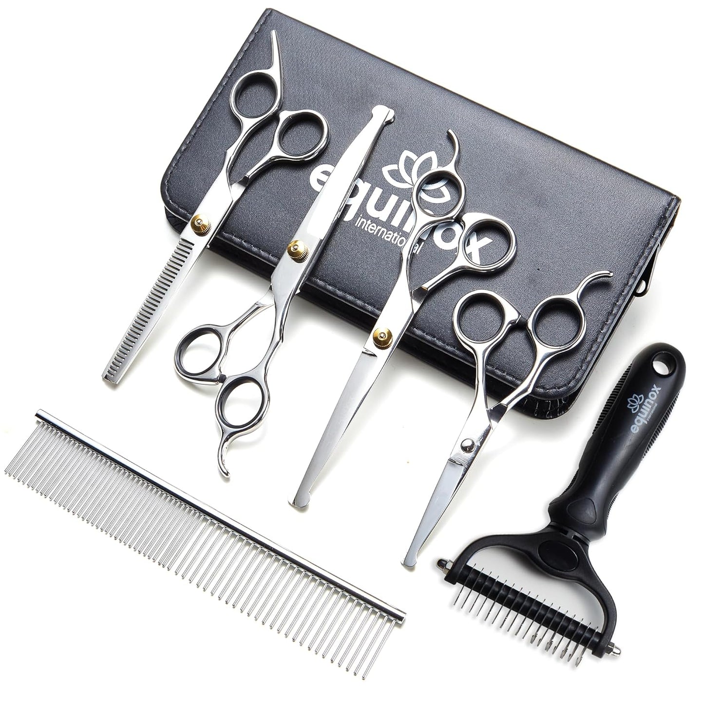 Equinox Professional Hair Scissors Set - Includes Barber Scissors & Thinning Shears for Hair Cutting & Grooming, Premium Japanese Stainless Steel Hair Cutting Scissors, Barber Accessories & Hair Tools