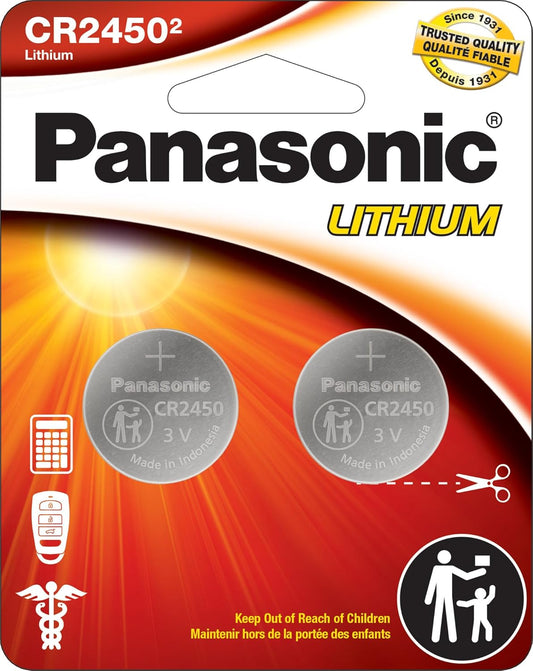 CR2450 3.0 Volt Long Lasting Lithium Coin Cell Batteries in Child Resistant, Standards Based Packaging, 2-Battery Pack