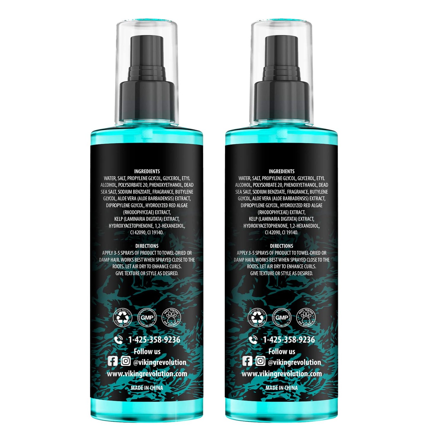 Sea Salt Spray for Hair Men - Hair Texturizing Spray with Kelp, Aloe Vera & Red Algae Extract - Surf Spray to Add Volume and Texture- Sea Salt Spray for Men Beach Hair Spray (2 Pack)