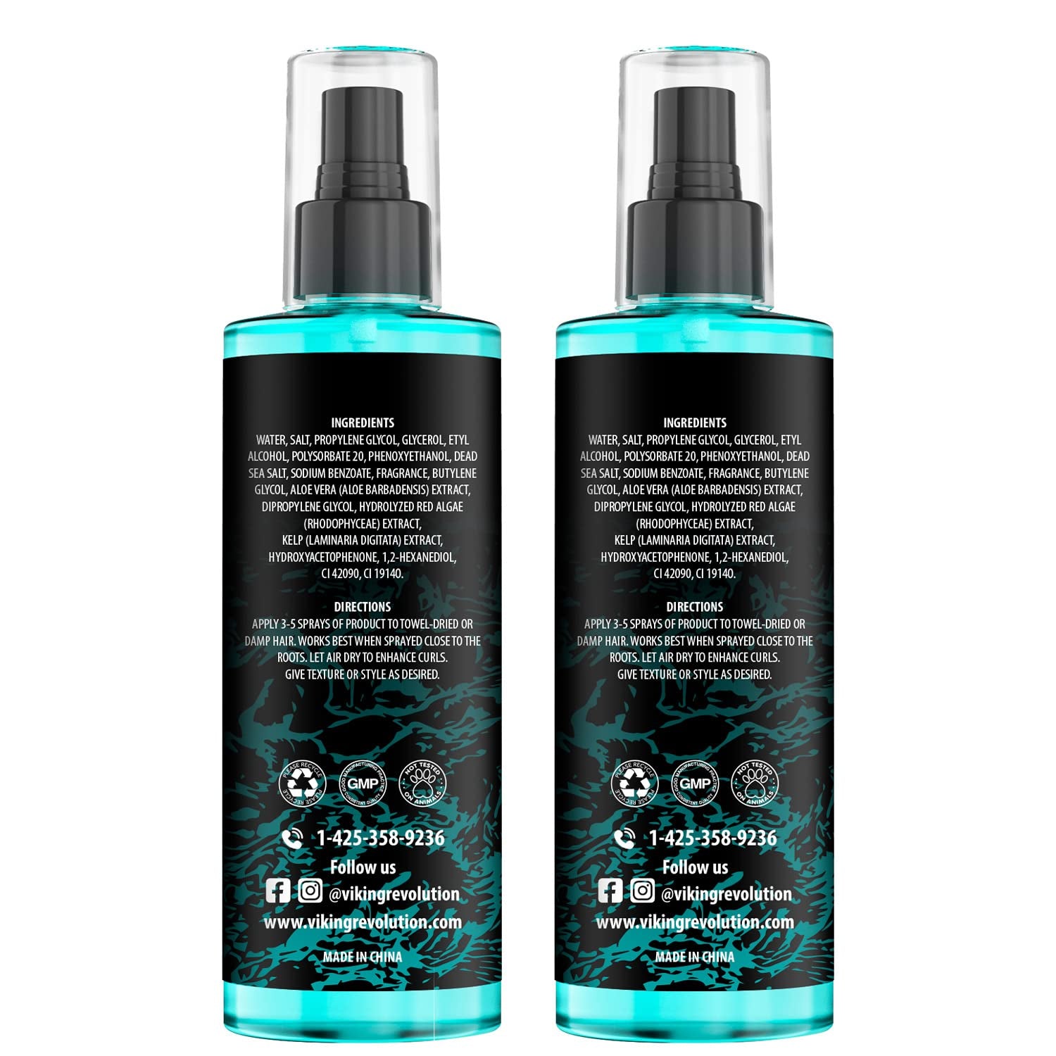 Sea Salt Spray for Hair Men - Hair Texturizing Spray with Kelp, Aloe Vera & Red Algae Extract - Surf Spray to Add Volume and Texture- Sea Salt Spray for Men Beach Hair Spray (2 Pack)