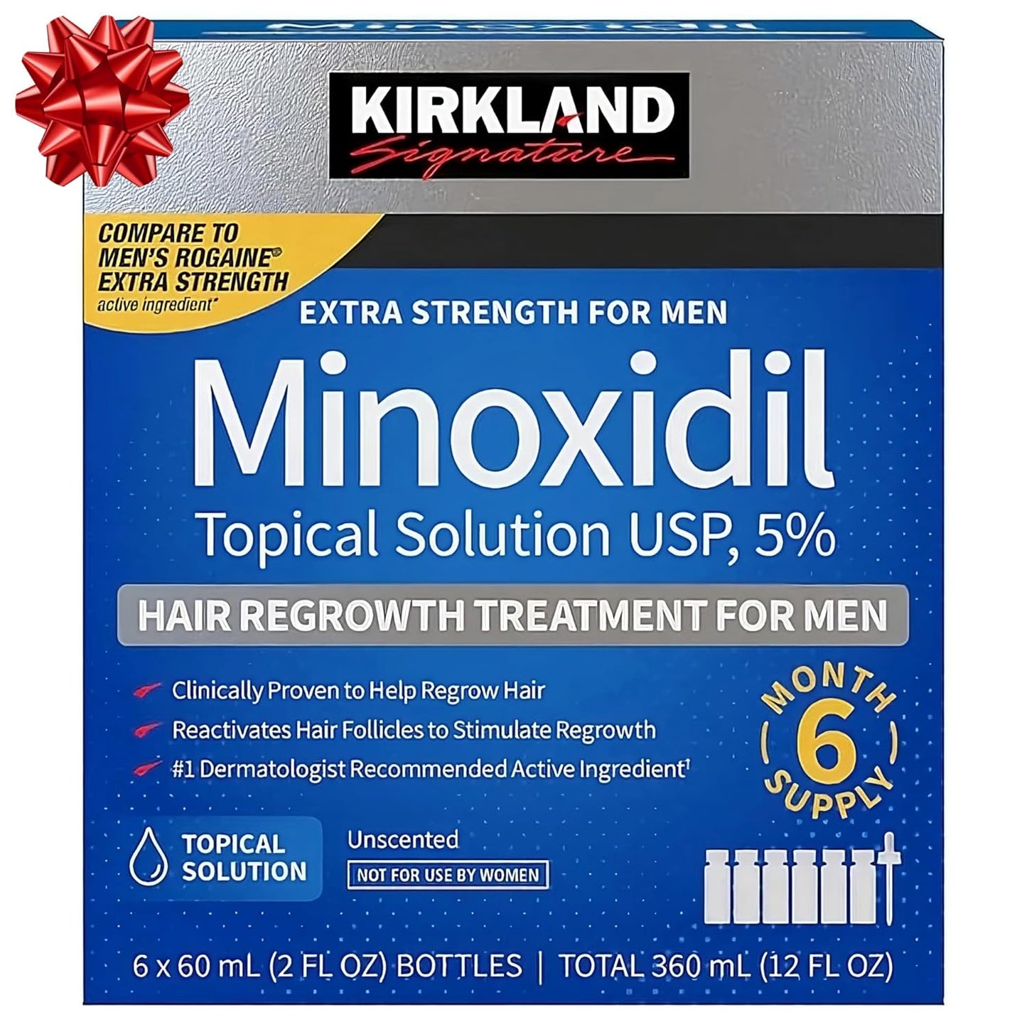 6 Months  Minoxidil 5% Extra Strength Hair Loss Regrowth Treatment Men, 12 Fl Oz (Pack of 6)