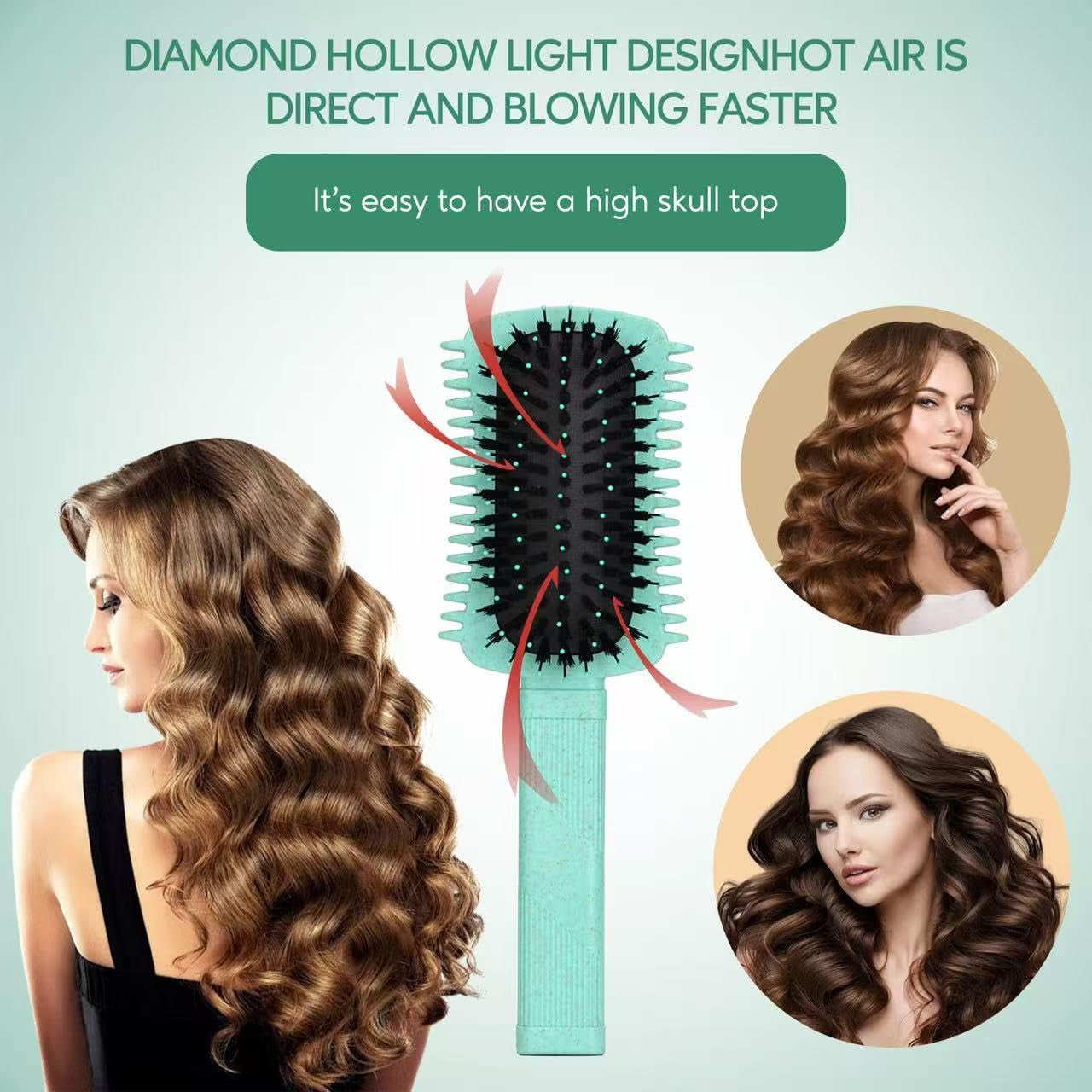 Curly Hair Brush Defining, Volume Brush for Curly Hair, Curl Defining Brush, Shaping and Styling Women'S Curls (Green 1PC)