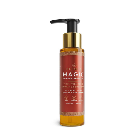 Magic Body Oil, 3.38 Fl Oz, Plumps, Tightens, Firms and Hydrates Skin, for Arms, Chest, Thighs and Tums, Suitable for Full Body Use