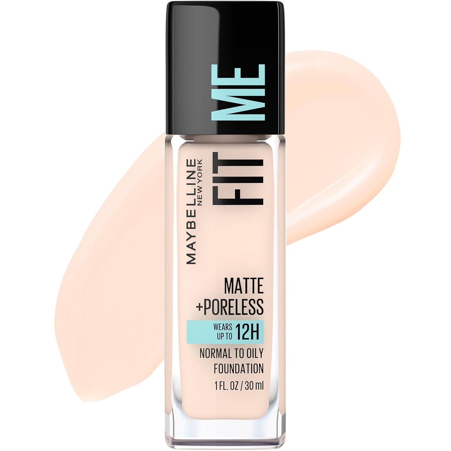 Fit Me Matte + Poreless Liquid Oil-Free Foundation Makeup, Warm Nude, 1 Count (Packaging May Vary)