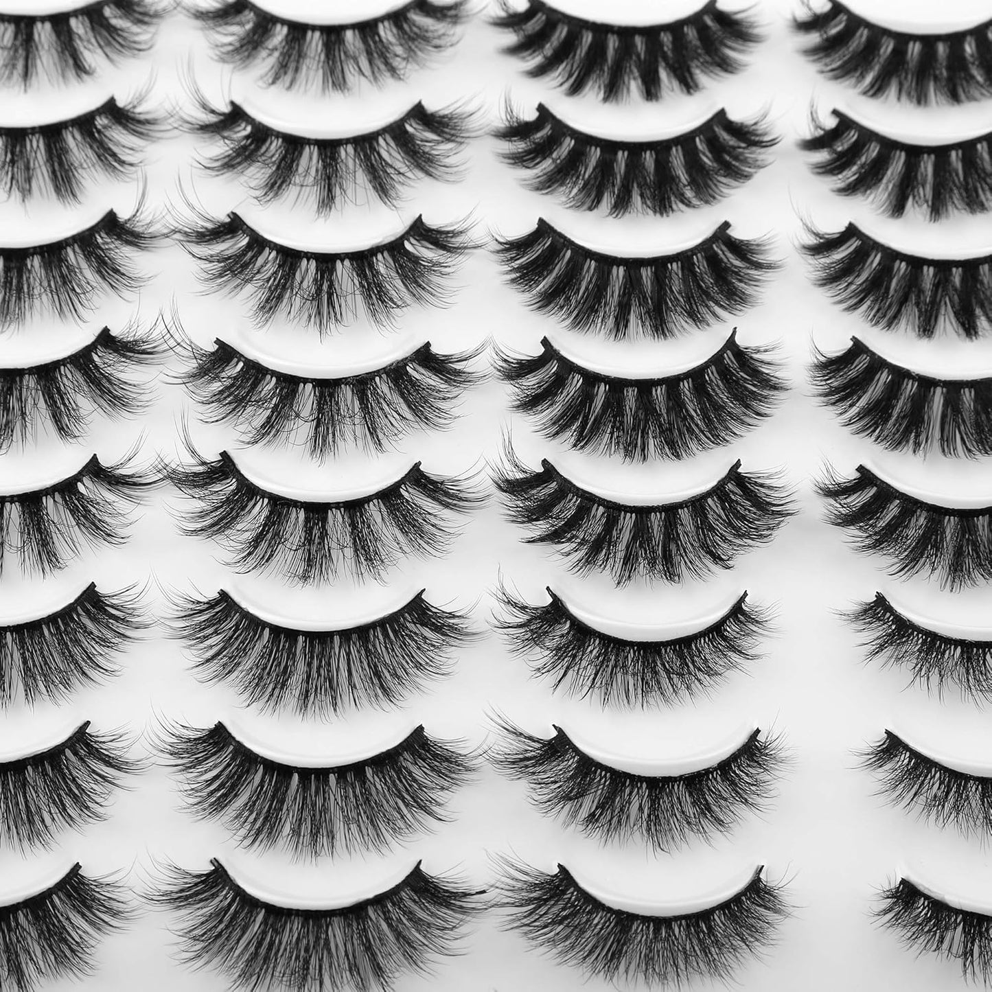 20 Pairs False Eyelashes 4 Styles Mink Eyelashes Fluffy Pack 3D Volume Faux Mink Cat Eye Lashes Pack