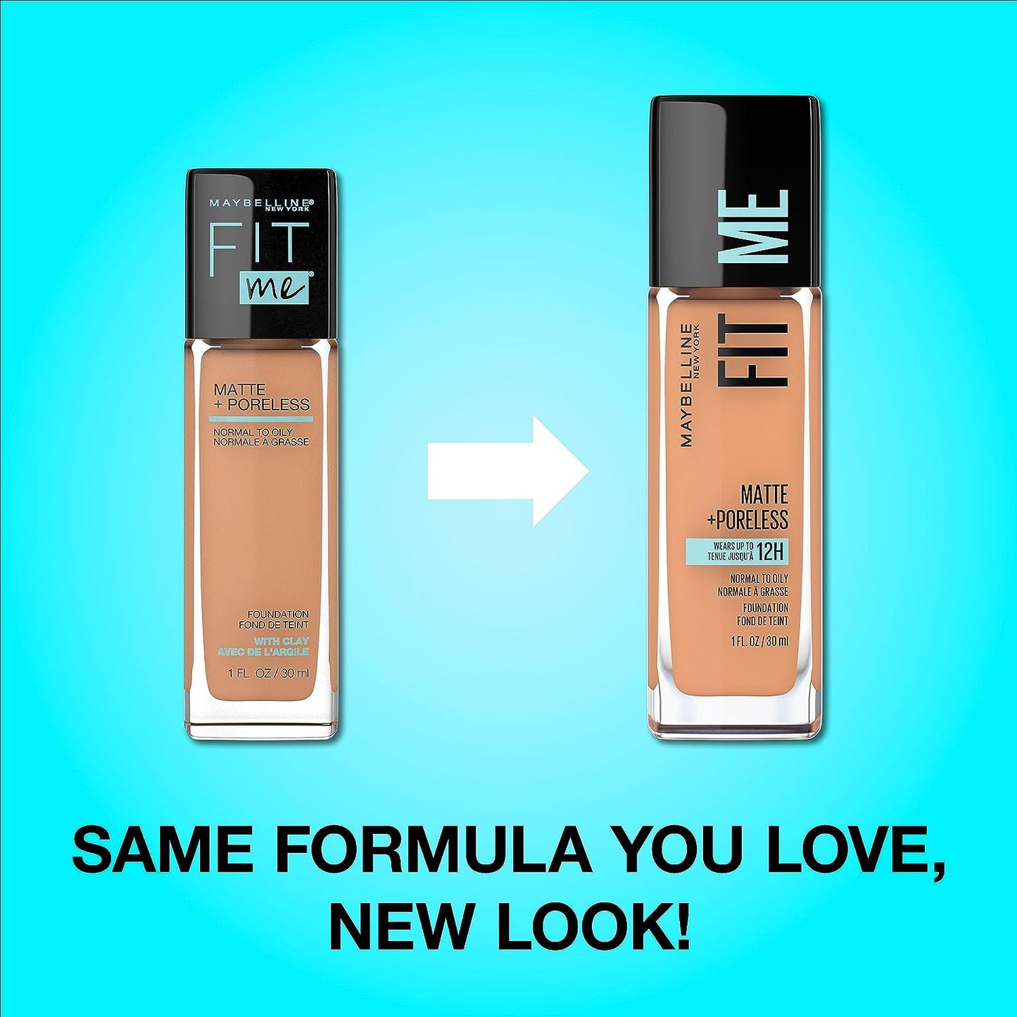 Fit Me Matte + Poreless Liquid Oil-Free Foundation Makeup, Warm Nude, 1 Count (Packaging May Vary)