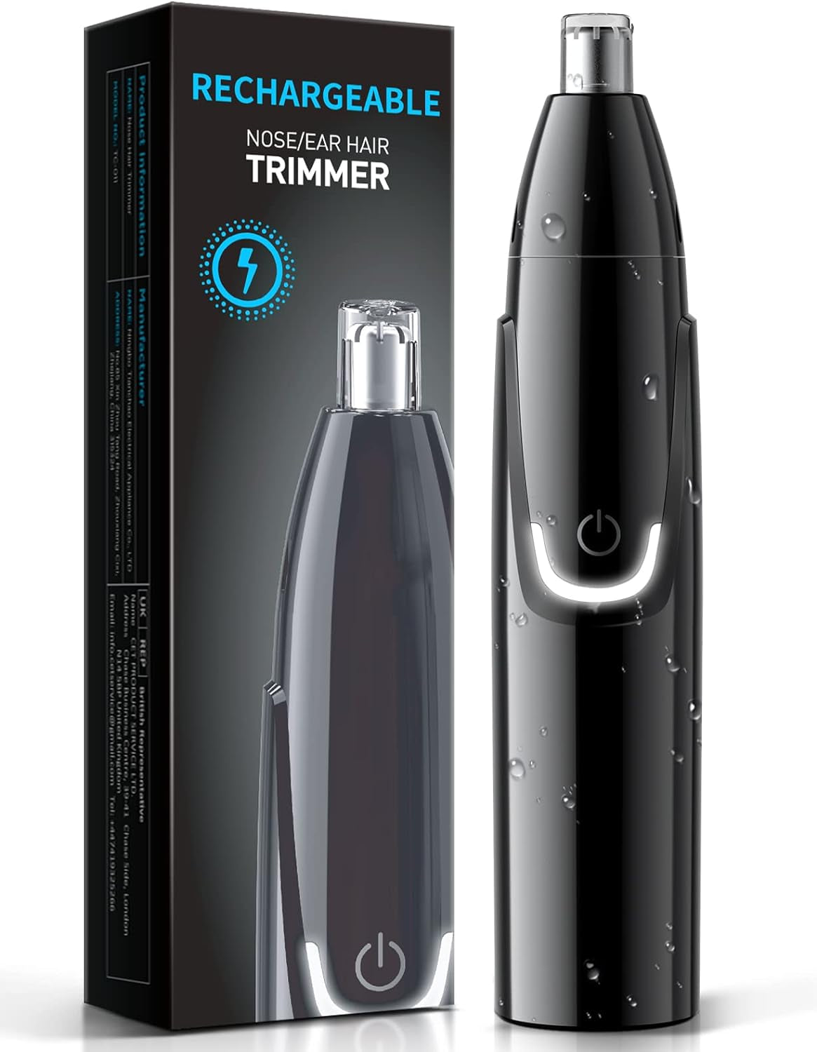 Rechargeable Ear and Nose Hair Trimmer - 2024 Professional Painless Eyebrow & Facial Hair Trimmer for Men Women, Powerful Motor and Dual-Edge Blades for Smoother Cutting Black