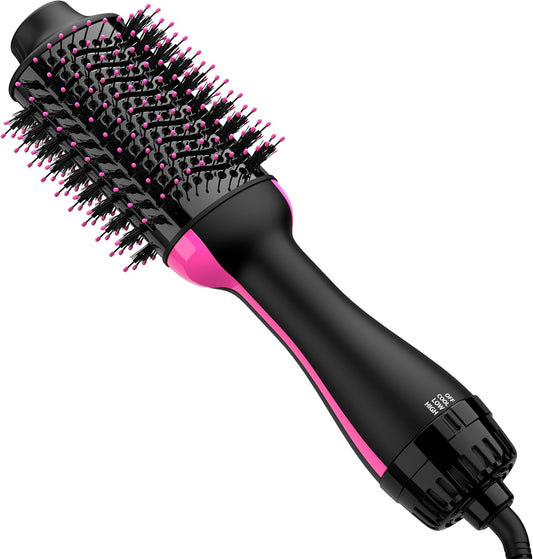 Hair Dryer Brush Blow Dryer Brush in One, Upgraded 4 in 1 Hair Dryer and Styler Volumizer with Negative Ion Anti-Frizz Ceramic Titanium Barrel Hot Air Brush Hair Straightener Brush