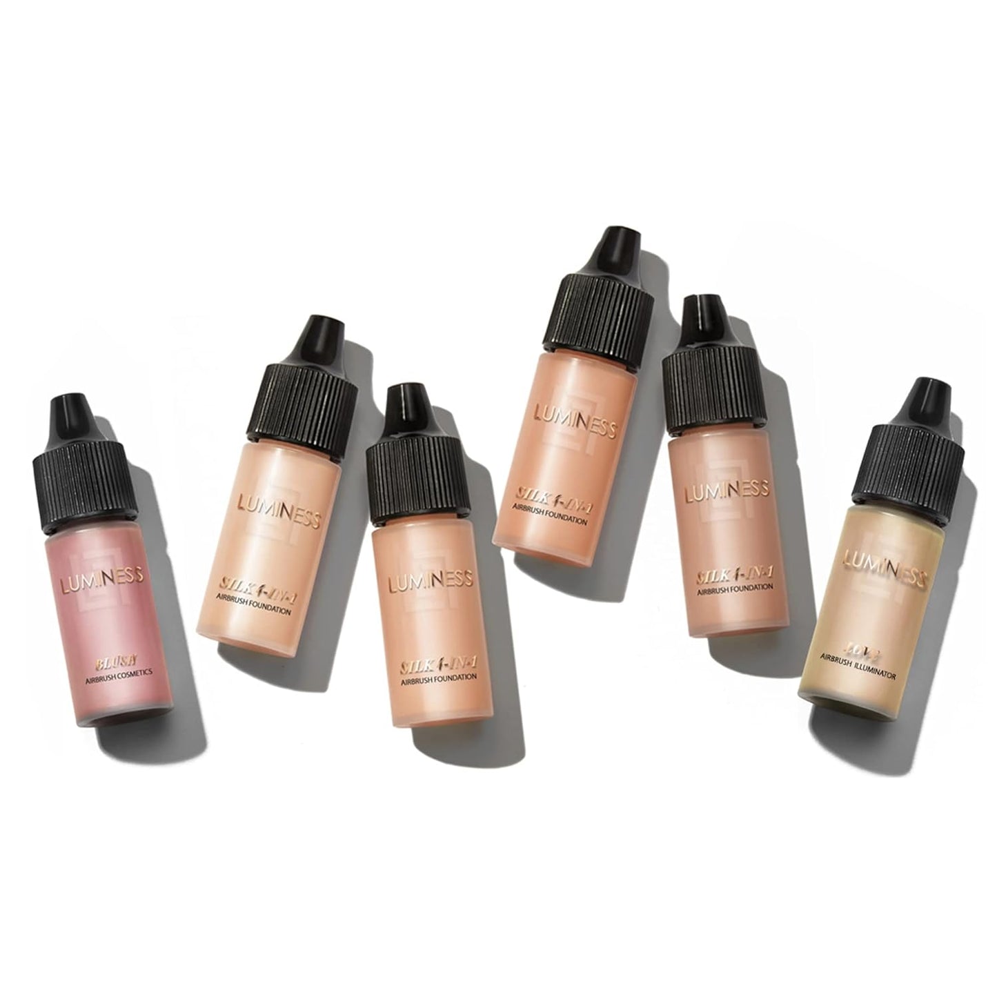 Silk 4-In-1 Airbrush Foundation Makeup Starter Kit - Fair Coverage, 6-Piece - Includes 2X Silk Airbrush Foundation, Blush, Glow Highlighter, Moisturizer Primer & Airbrush Cleaning Solution