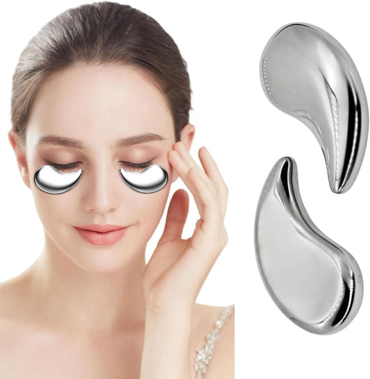 Mini Cooling Eye Pad for Puffy Eyes - Unbreakable Stainless Steel Eye Mask for Anti-Aging, Wrinkles and Puffiness Relief - Hot or Cold Therapy - Suitable for All Ages