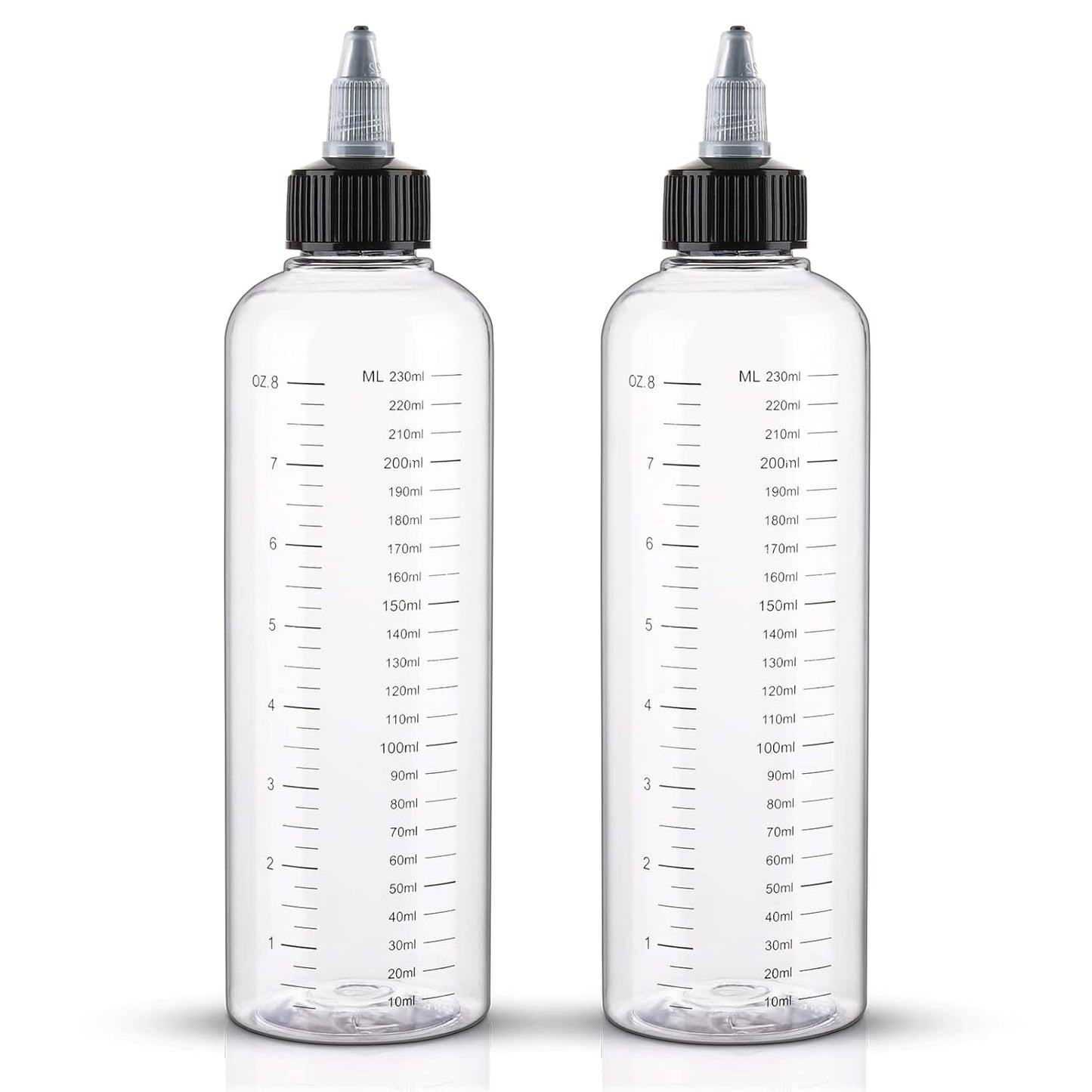 Applicator Bottle for Hair 8.5Oz 2 Pack Hair Squeeze Bottles with Graduated Scale Hair Dye Applicator Bottle Twist-On Top Tip Cap Empty Plastic Hair Color Oil Bottle