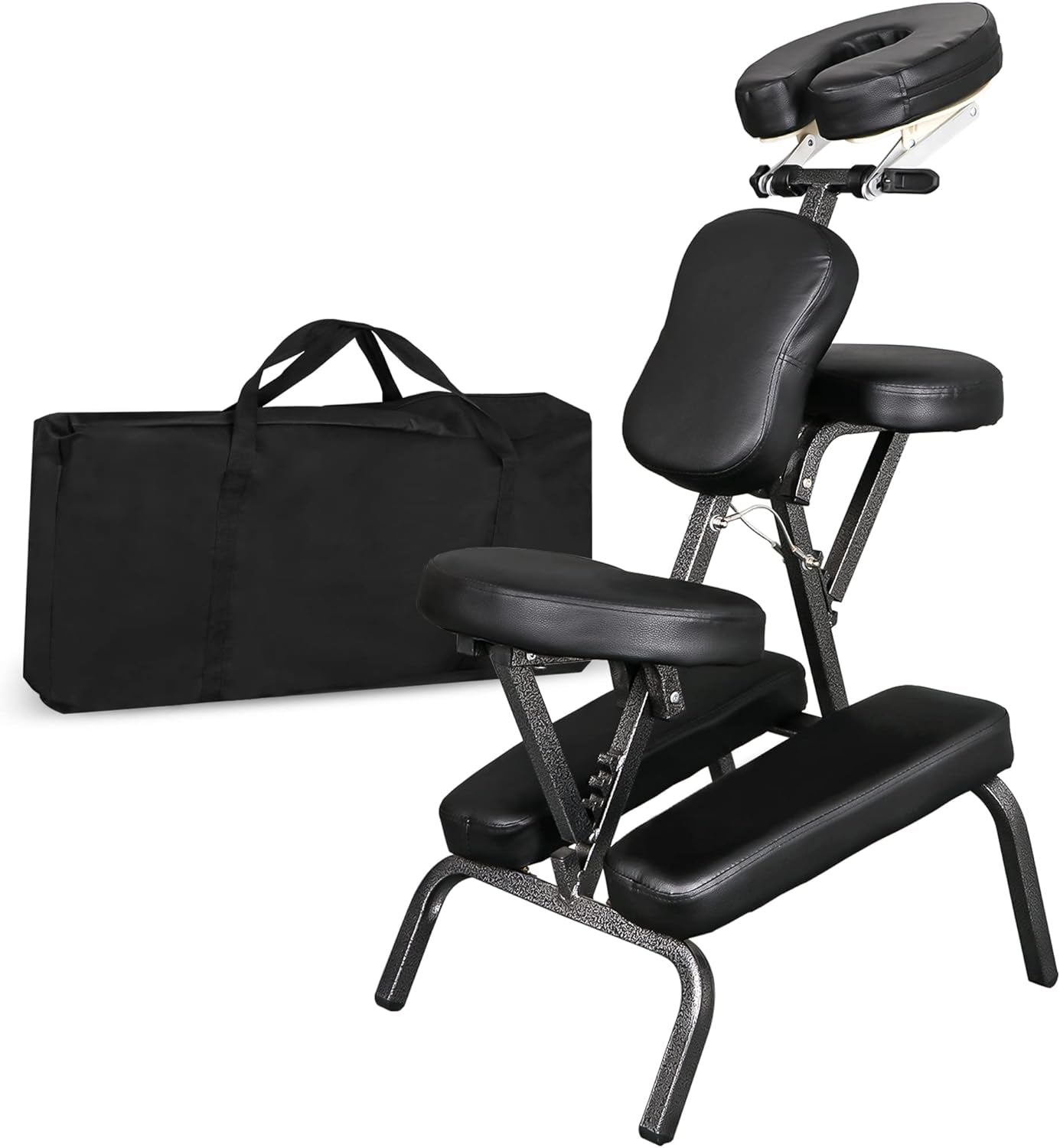 Portable Massage Chair Foldable Tattoo Therapy Chair 4 Inches Thickness Sponge Face Cradle Spa Salon Massage Chair (Black)