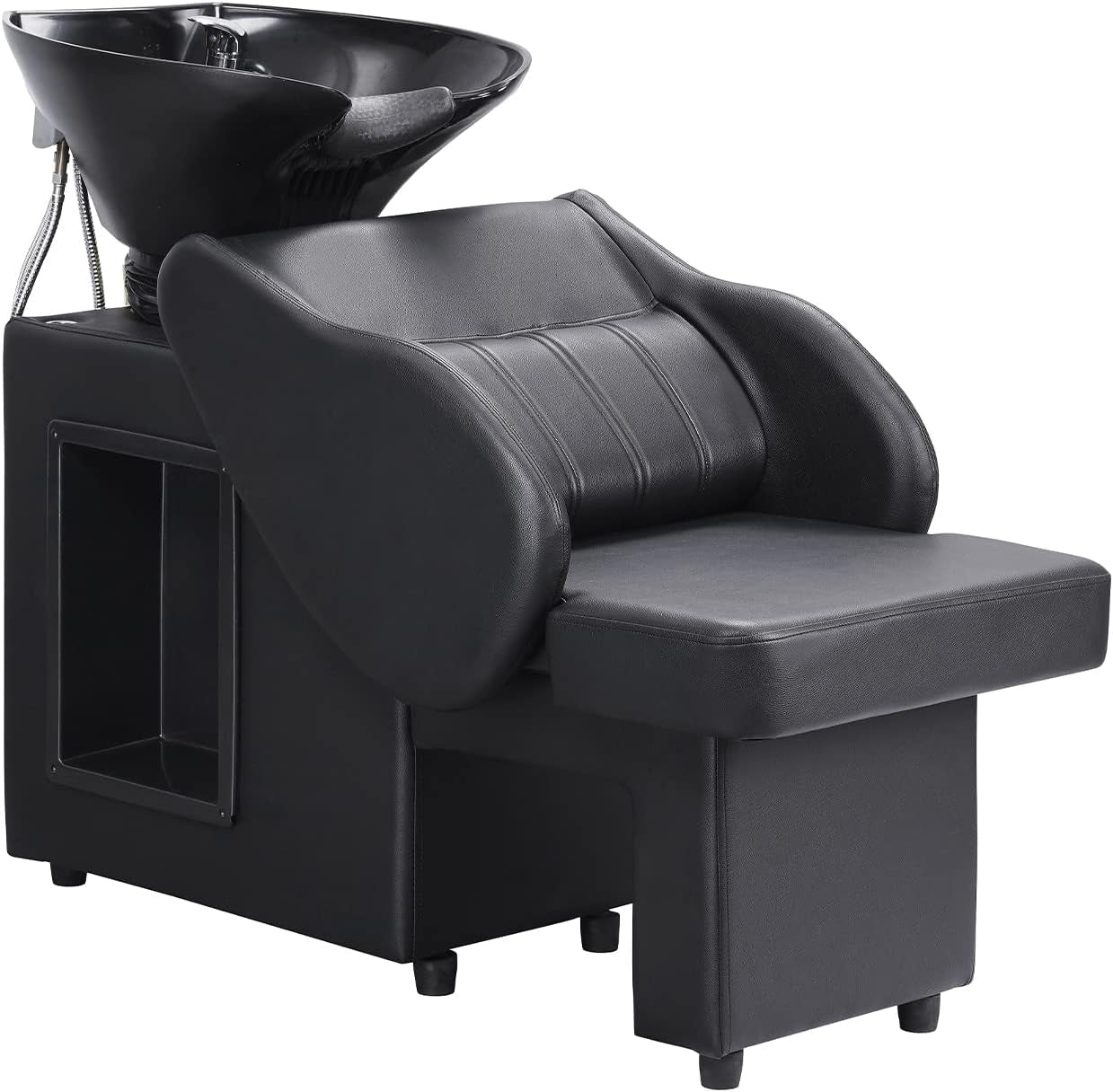 Shampoo Barber Backwash Chair, ABS Plastic Shampoo Bowl Sink Chair for Spa Beauty Salon (Black)