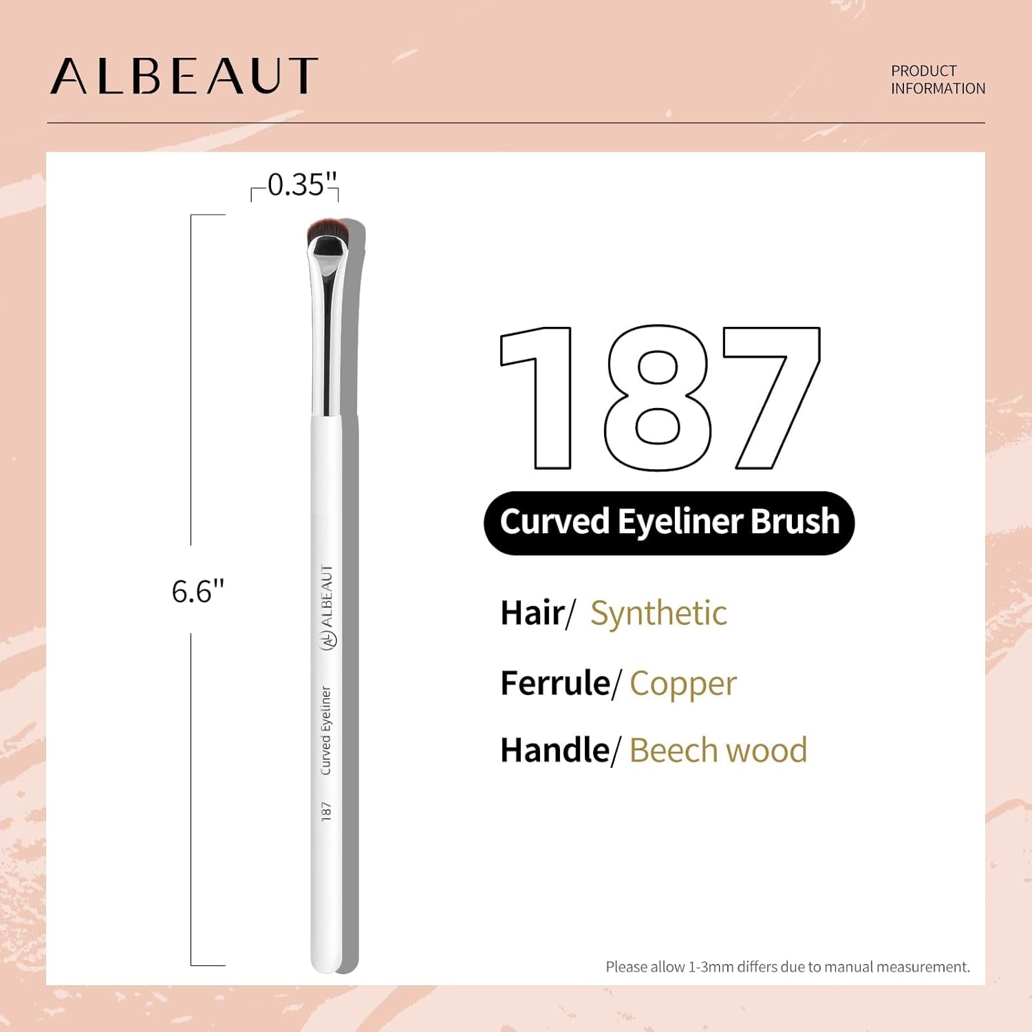 Eyeliner Brush, Crescent-Shaped Eyeliner and Brow Brush - Effortlessly Create Perfect Eyeliner (187 Curved Eyeliner)