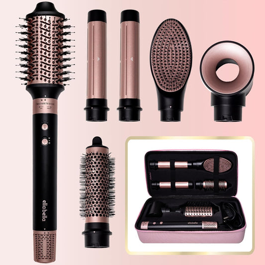 ® 6 in 1 Professional Hot Air Styler • Powerful Hair Dryer & Straightener Set • Styling without Heat Damage • Fast Drying Curling Volumizing Straightening • Includes Protective Travel Case