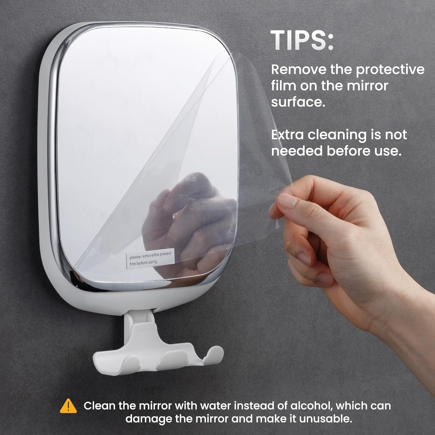 Shower Mirror Fogless for Shaving, anti Fog Shaving Mirror with Razor Holder No-Drilling,Removable,Shatterproof & Waterproof,Wall Mounted Bathroom Accessories with Powerful Suction(White)