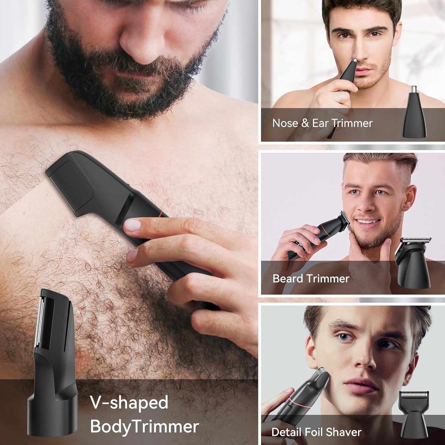 Manscape Body Hair Trimmer for Men, All-In-One Waterproof Pubic Groin & Ball Trimmer Shaver for Men with LED Display, Adjustable Guide Comb, USB Rechargeable, No Nicks