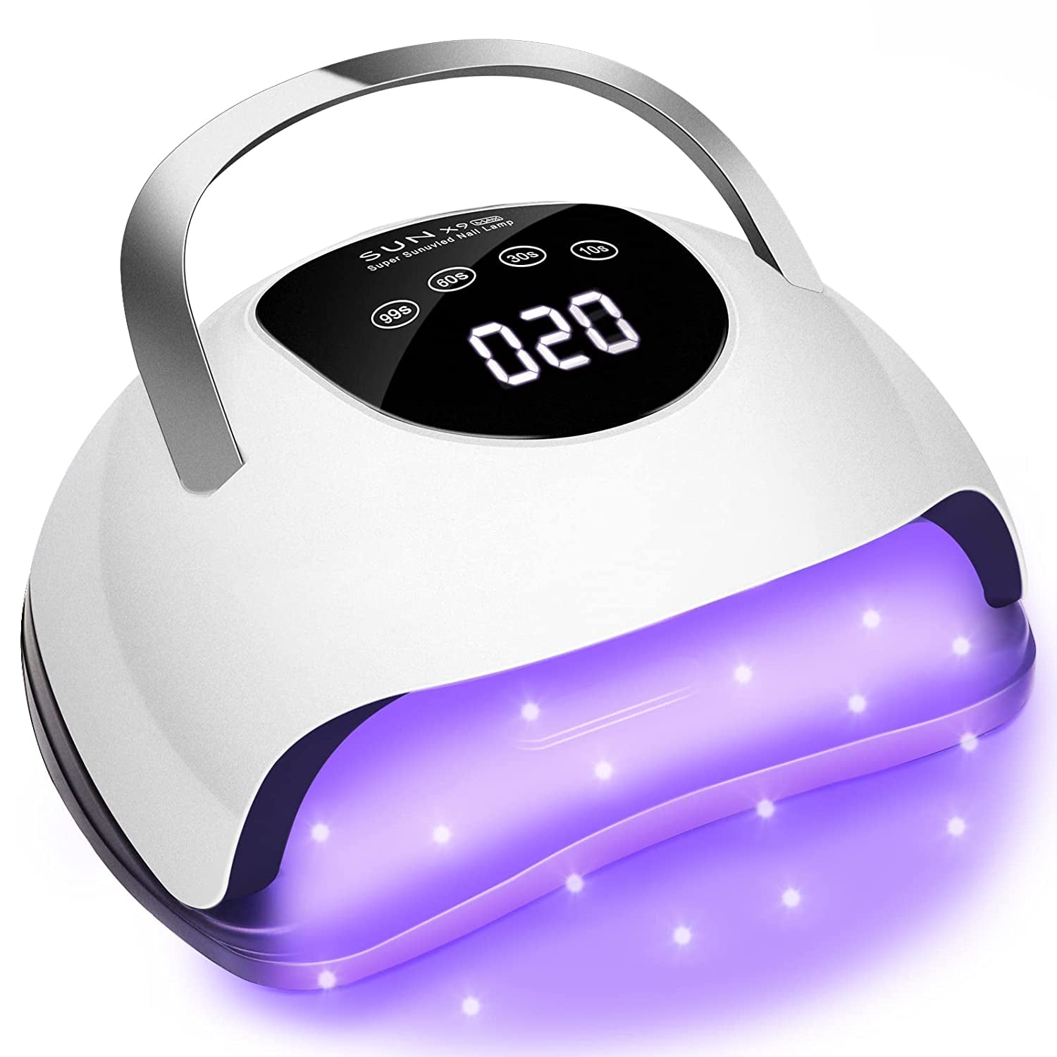 LED Nail Lamp 220W for Gel Nails Fast Curing Dryer with 57Pcs Lamp Beads 4 Timers Professional UV Light for Home Salon Nail Art Tools White