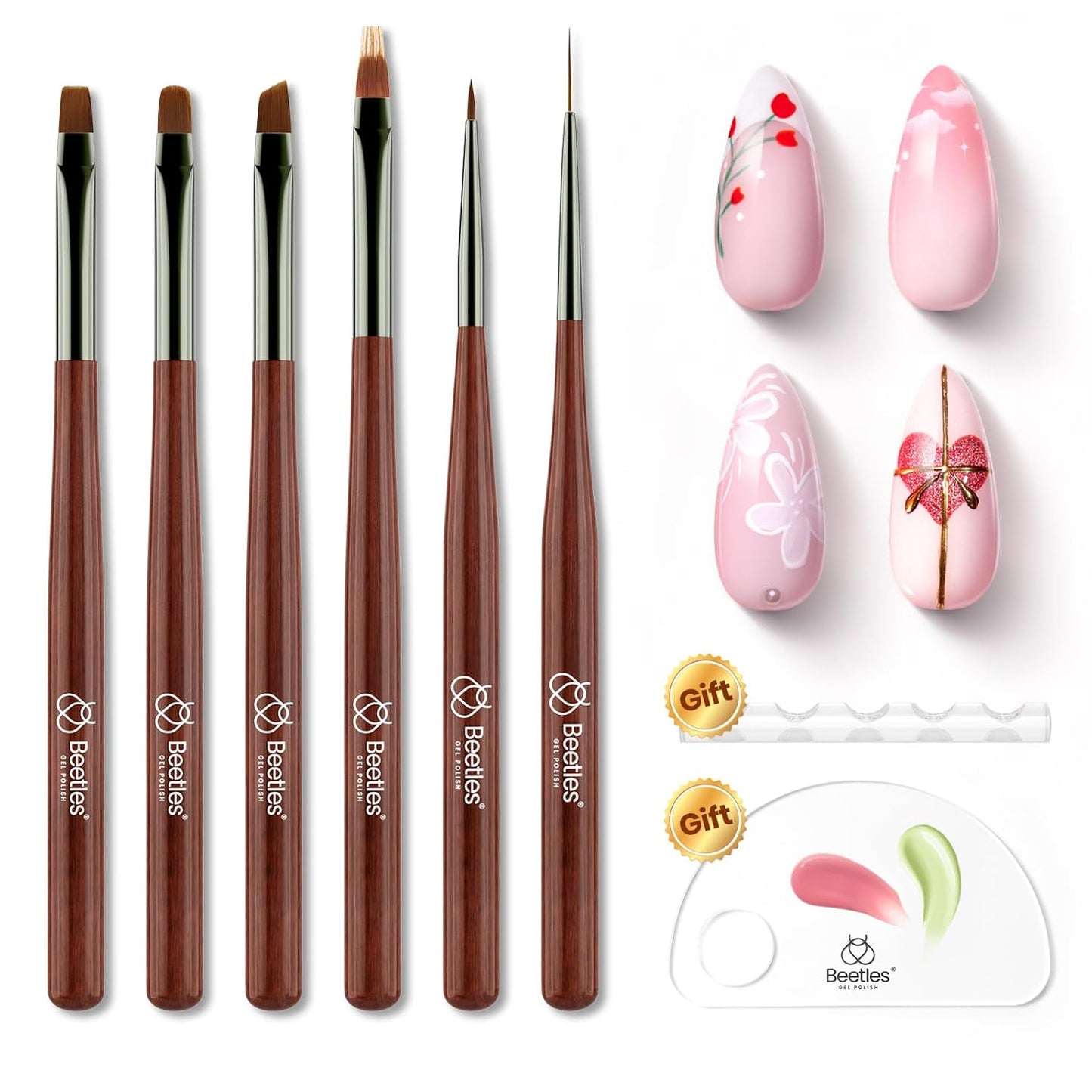 Beetles Nail Art Brushes Set Gel Polish Nail Art Design Pen Painting Tools Fingernail Brush Nail Cleaning Brush Nail Art Liner Brush and Nail Dotting Pen Salon Valentines Day Gifts for Her Women