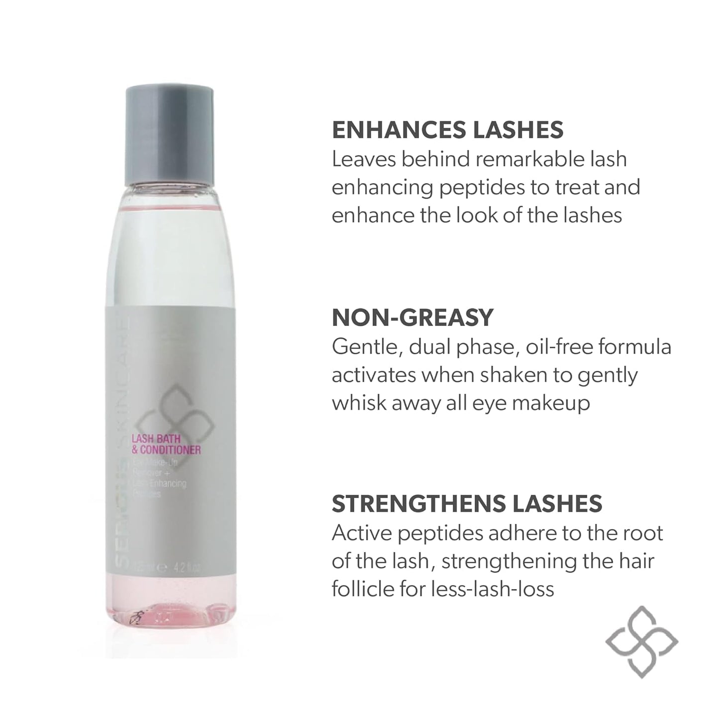 Lash Bath & Conditioner - Double Action Eye Makeup Remover - Oil Free - Enhancing Peptides Promotes Eyelash Growth - Clover Flower - Effortlessly Removes Waterproof Mascara - 4 Oz.