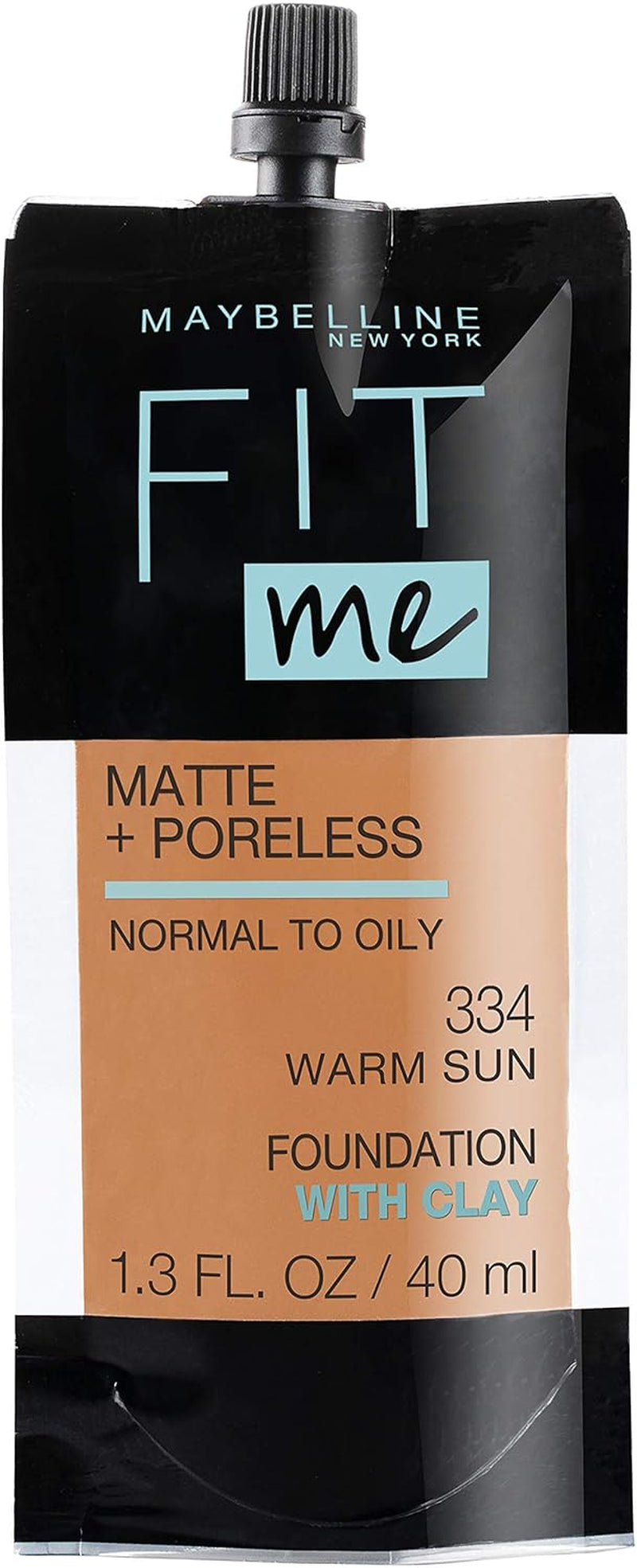 Fit Me Matte + Poreless Liquid Oil-Free Foundation Makeup, Warm Nude, 1 Count (Packaging May Vary)