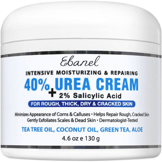 Urea Cream 40% plus Salicylic Acid 2%, Foot Cream for Dry Cracked Heels Feet Knees Elbows Hands, Foot Dead Skin Cuticle Callus Remover Toenail Softener, Keratolytic Skin Barrier Repair