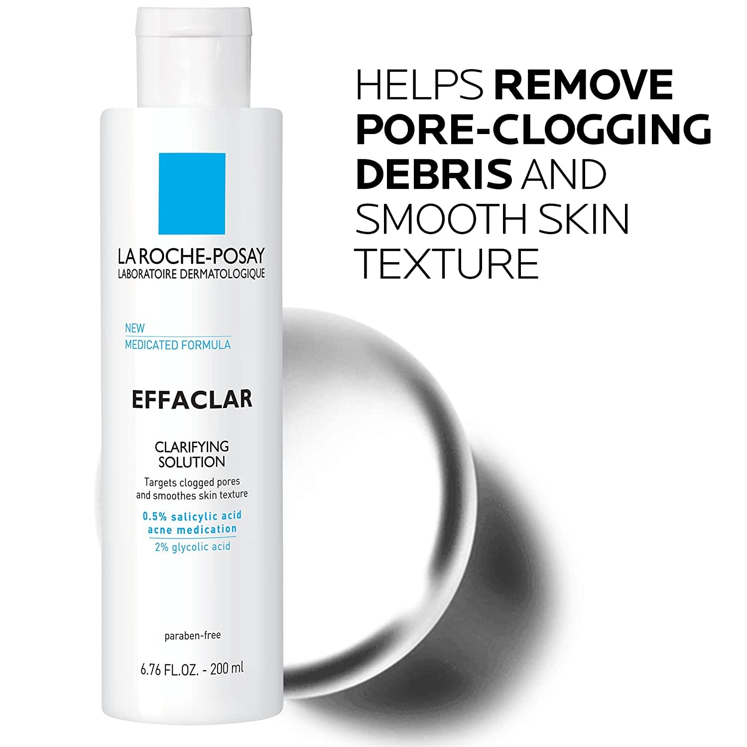 Effaclar Clarifying Solution Acne Toner with Salicylic Acid and Glycolic Acid, Pore Refining Oily Skin Toner, Gentle Exfoliant to Unclog Pores and Remove Dead Skin Cells