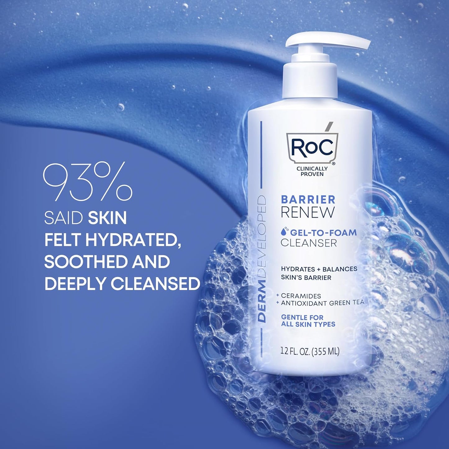 Barrier Renew Gel to Foam Non Drying Facial Cleanser to Hydrate Skin, 12 Ounces