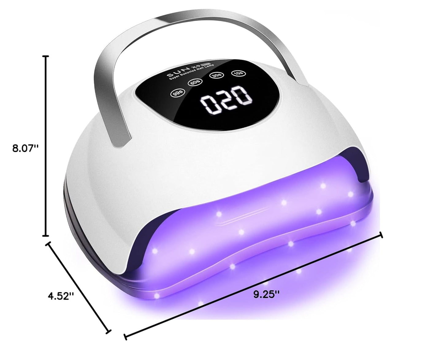 LED Nail Lamp 220W for Gel Nails Fast Curing Dryer with 57Pcs Lamp Beads 4 Timers Professional UV Light for Home Salon Nail Art Tools White