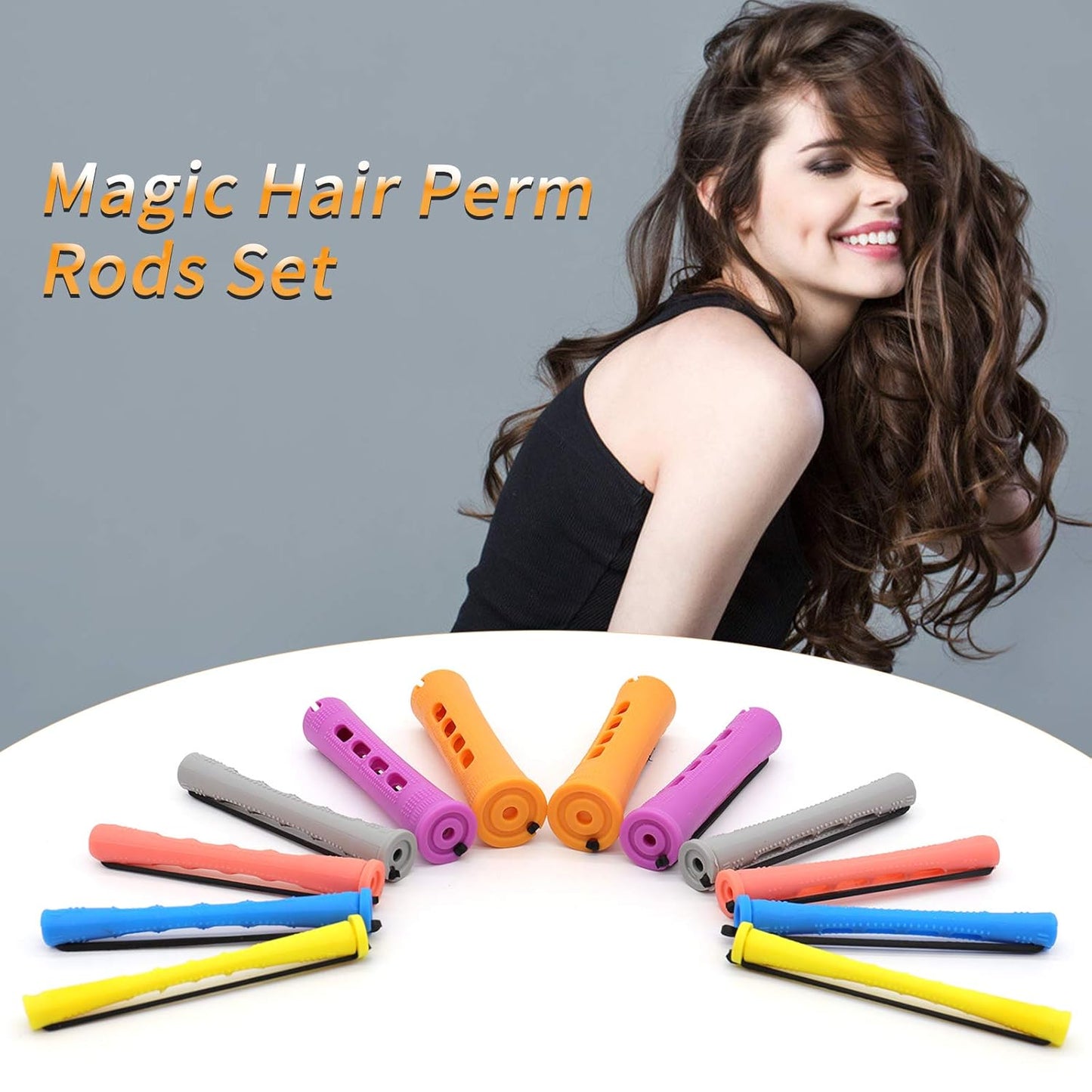 120Pcs Hair Perm Rods Set, 6 Sizes Plastic Hair Cold Wave Rods, Heatless Perming Rods Hair Curlers Rollers with Pintail Comb for Long Short Straight Curly Natural Hair DIY Hairdressing Styling Tools