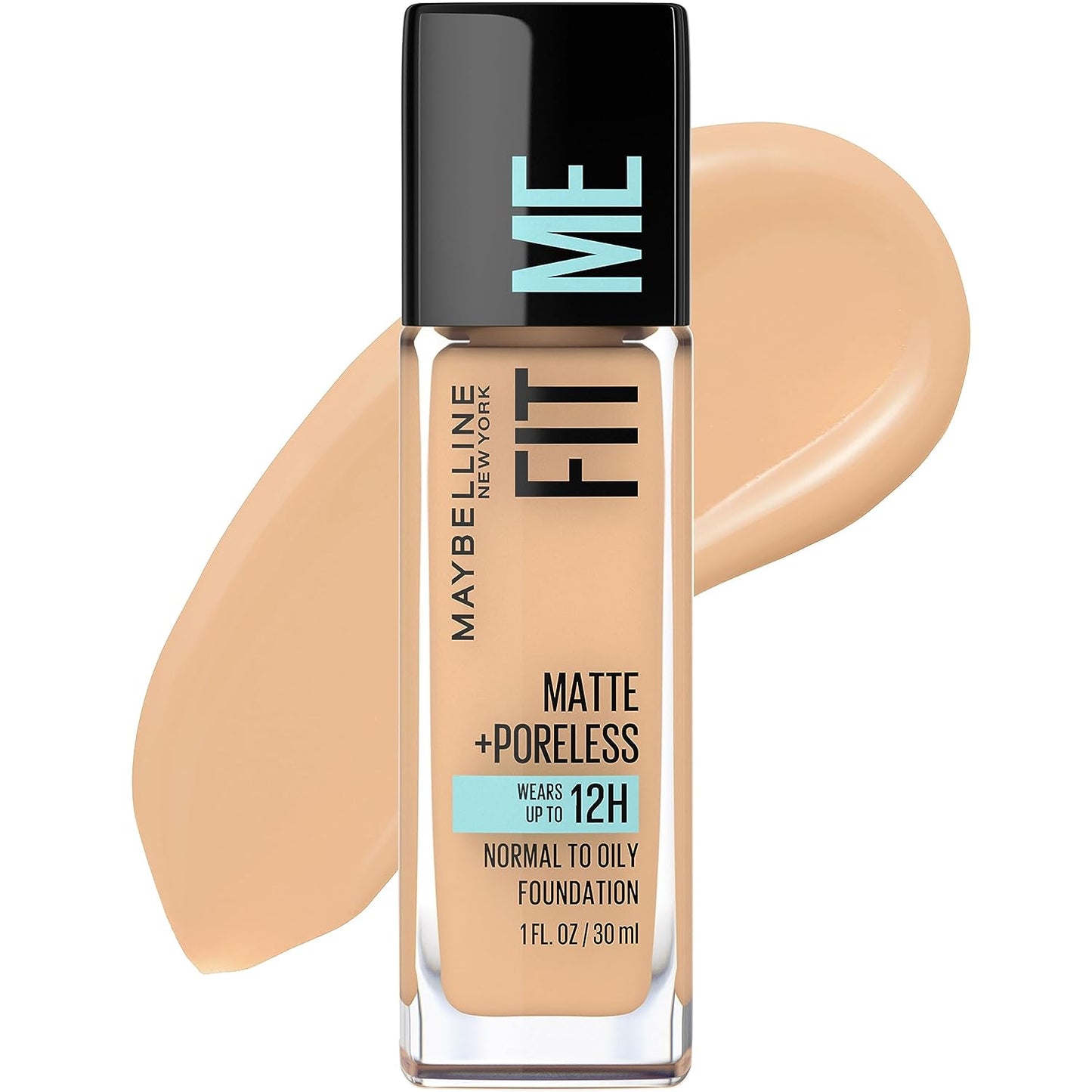 Fit Me Matte + Poreless Liquid Oil-Free Foundation Makeup, Warm Nude, 1 Count (Packaging May Vary)