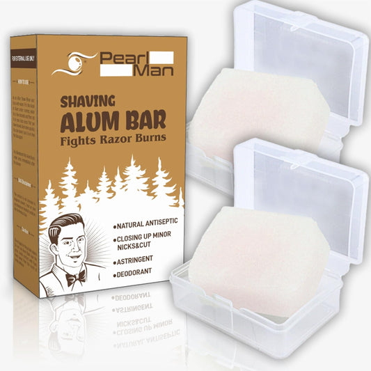 Shaving Alum Bar with Travel Case - 100G Pack of 2 100% Pure Natural Alum Stone for Gentle & Effective after Shave Lotion, Skin Tightening, & Underarm Deodrant Alternative