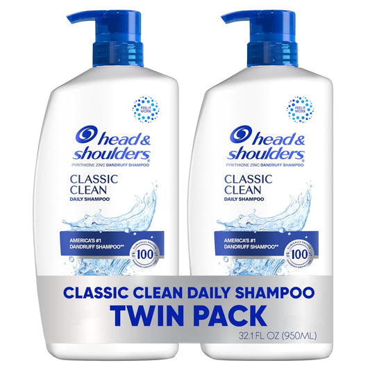 Classic Clean Dandruff Shampoo Twin Pack, Anti-Dandruff Daily Use, Paraben-Free, Color-Safe, 32.1 Fl Oz Each (Set of 2)