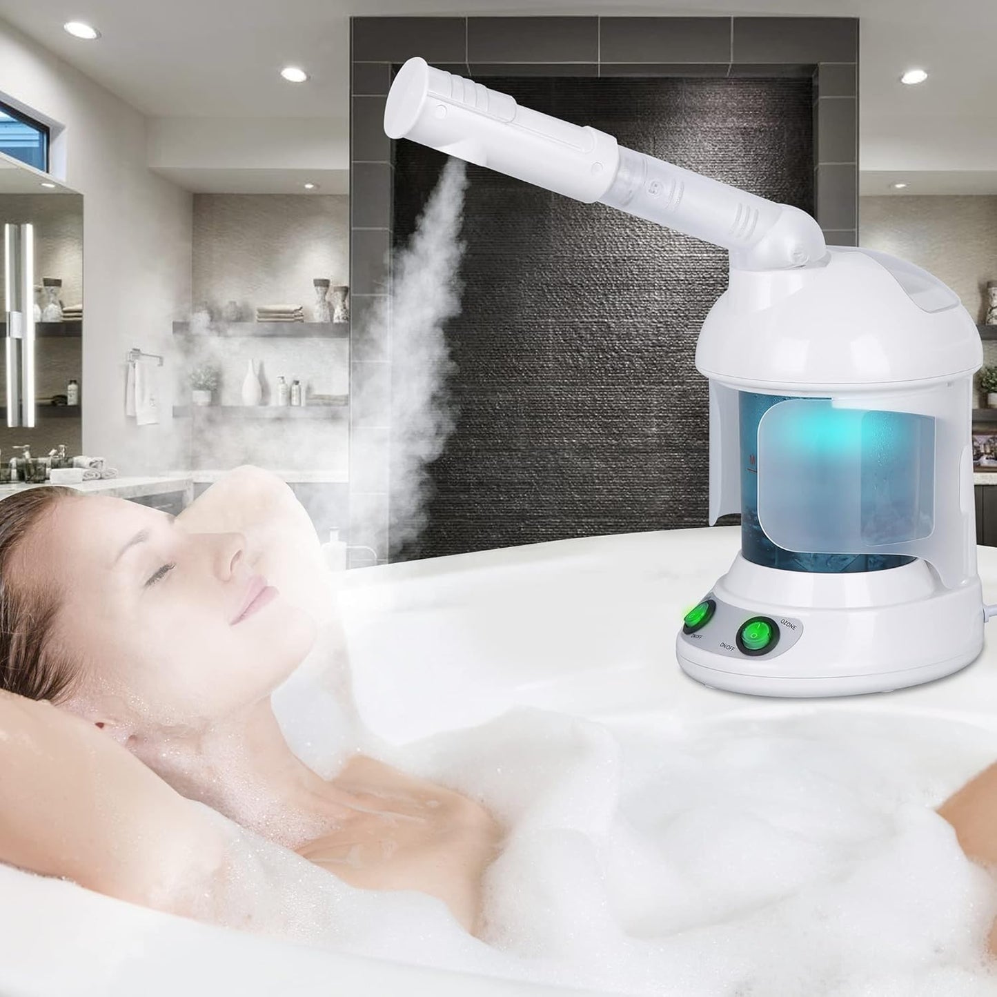 Hair Steamer PRO 3 in 1 Multifunction Ozone Facial Steamer with Bonnet Hood Attachment, Hair Therapy & Face Steamer for Personal Care Use at Home or Salon