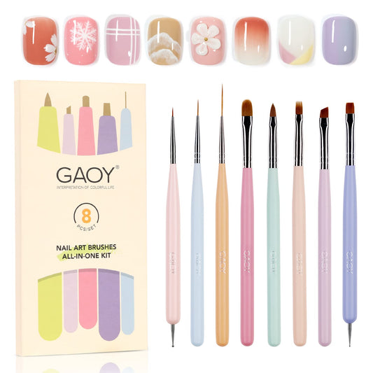 8 Pcs Nail Brushes for Nail Art, Nail Design Tools for Nail Detail Painting, French Liner and Dotting Pens for Nail DIY