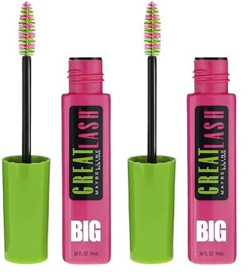 Great Lash Washable Mascara Makeup, Volumizing Lash-Doubling Formula That Conditions as It Thickens, Blackest Black, 1 Count