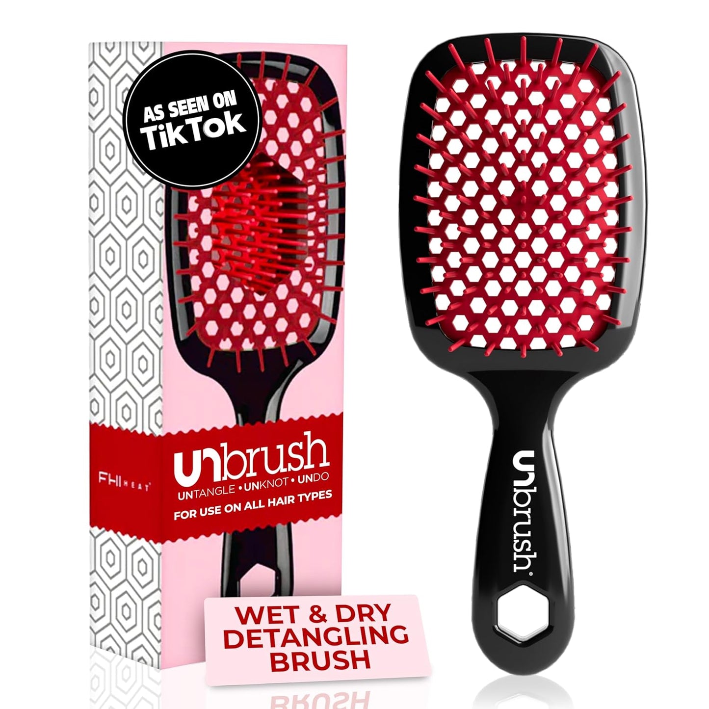 Unbrush Detangling Brush for Pain-Free Brushing on All Wet or Dry Hair Types — Durable Duoflex Anti-Static Bristles, Lightweight Handle, Vented Hair Brush