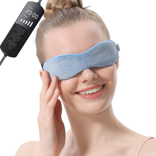 Heated Eye Mask for Dry Eyes, Warm Eye Compress with Flaxseed Graphene FIR for MGD, Dry Eye Syndrome, Chalazion Blepharitis Stye Eye Treatment, Steam Moist to Unclog Glands (Blue)