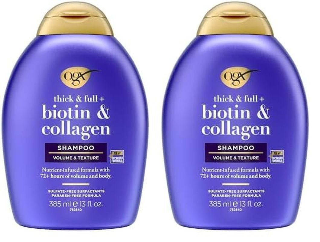 Thick & Full + Biotin & Collagen Volumizing Shampoo, Nutrient-Infused Hair Shampoo with Vitamin B7 Biotin Gives Hair Volume & Body for 72+ Hours, Sulfate-Free Surfactants, 13 Fl. Oz